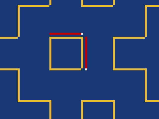 Hitomezashi pattern magnified to show missing corner pixels