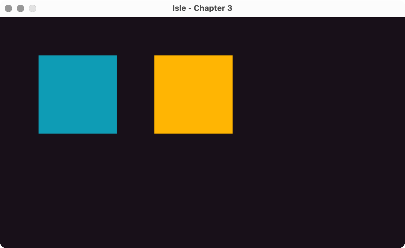 Verilator/SDL simulation running on macOS showing a blue and yellow square.