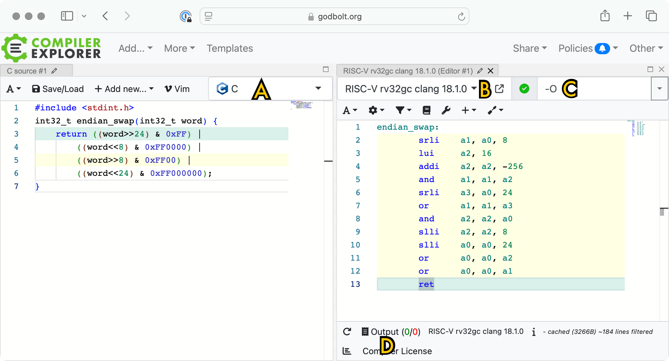 Compiler Explorer Interface